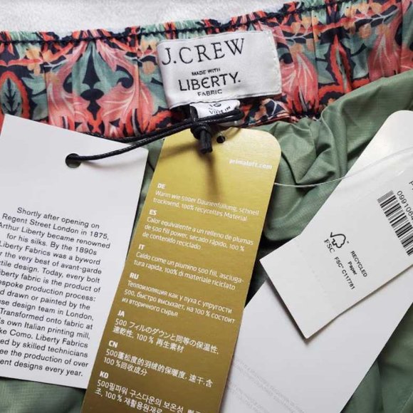 New women's 2 J Crew quilted snow puffer pant in Liberty May nouveau print - Picture 5 of 10